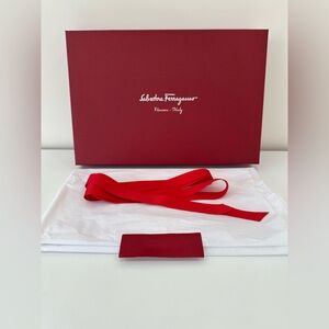 Salvatore Ferragamo Red Empty Gift Box & Tissue Paper|Size 15.5x10.5x1.75 inches